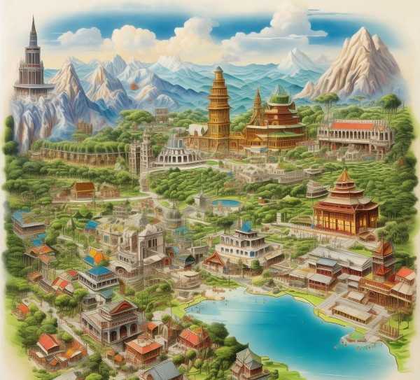 全景一图游，旅游景点地图，尽览美景与文化之旅,旅游景点地图全图，一图览尽美景，探寻文化足迹,旅游,历史文化,西湖,第1张